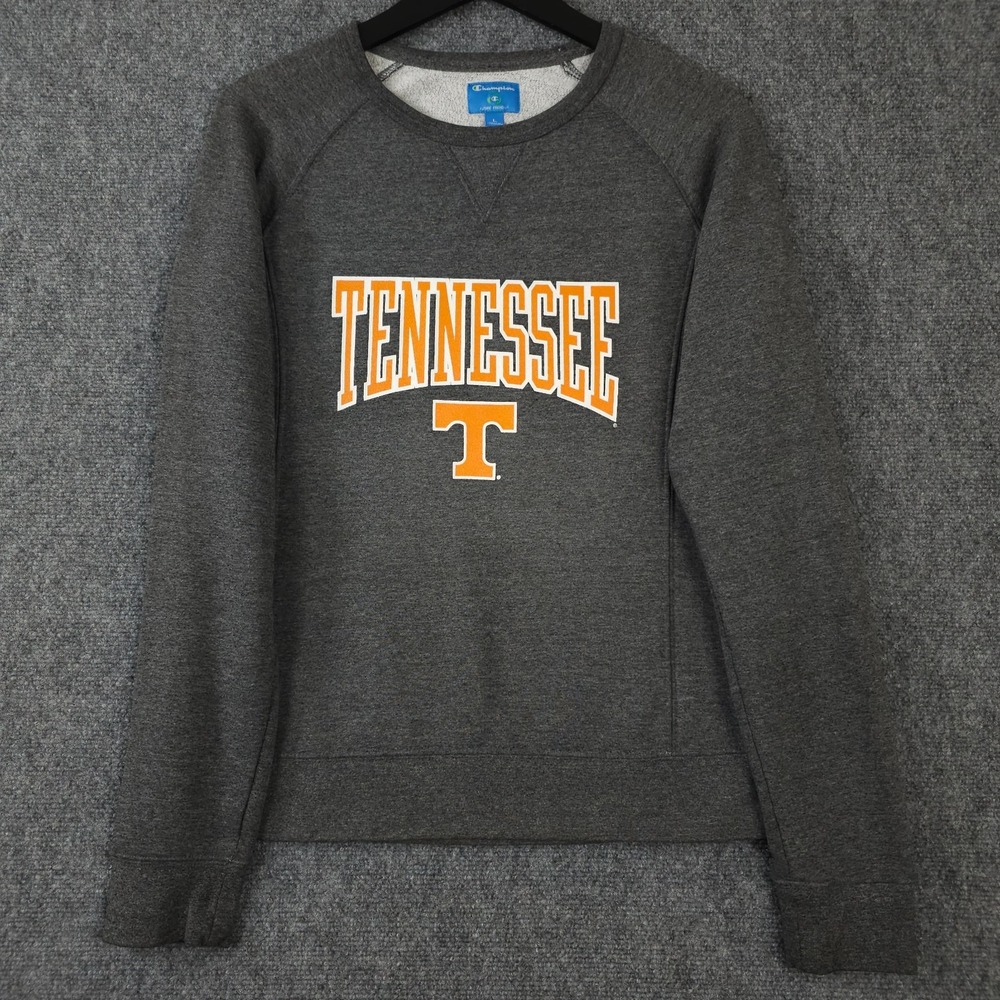 Tennessee Volunteers Sweatshirt Womens Large Gray Orange Crew Neck Champion NCAA